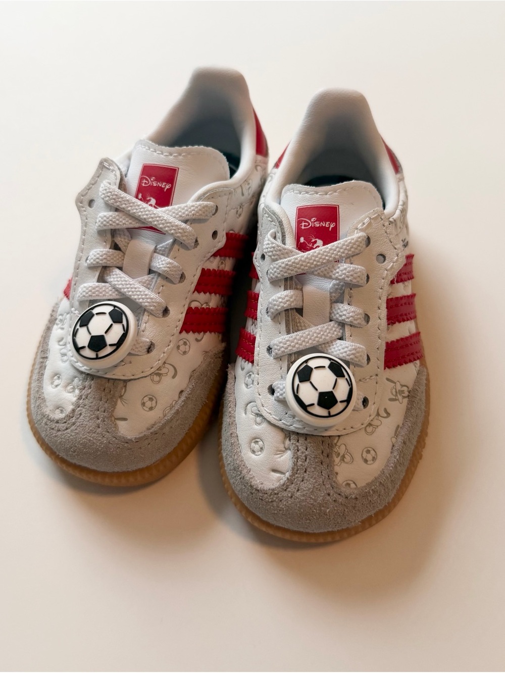 (Baby) Adidas Samba Disney Kids White & Red Soccer Sneakers